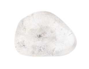 tumbled rock crystal (quartz) gem on white