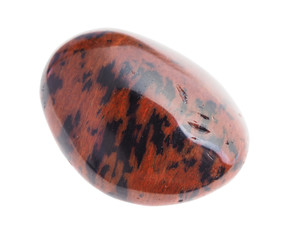 polished mahogany obsidian gemstone on white