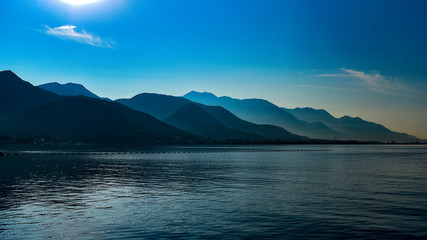 Mountain landscape of Montenegro. Mountains at the lake.