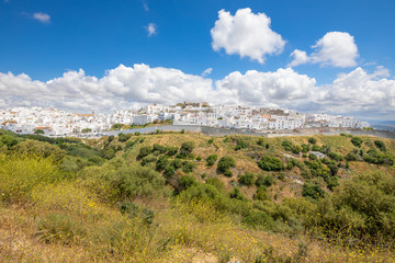 Fototapeta na wymiar cityscape of Vejer village, beautiful and typical white houses town in Cadiz (Andalusia, Spain, Europe)