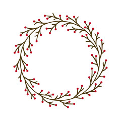 Christmas wreath. Hand drawn vector round frame for invitations, postcards, greeting cards, quotes, logos, posters and more. Vector illustration