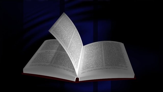 Buch bl&auml;ttern mit blauem Hintergrund Animation loopbar 6 sec.
