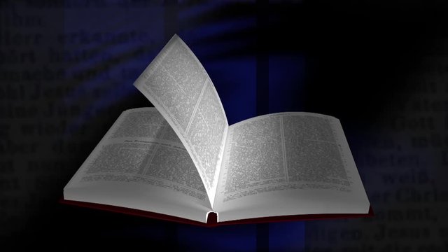 Buch bl&auml;ttern mit blauem Hintergrund Animation loopbar 6 sec.