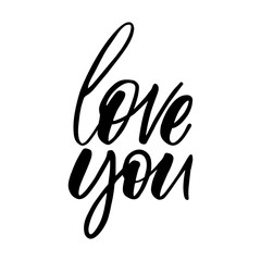 Love you - valentine lettering quote.