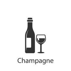 Bottle and glass with champagne icon. Element of drink and food icon for mobile concept and web apps. Detailed Bottle and glass with champagne icon can be used for web and mobile