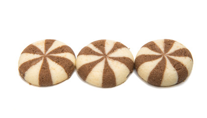 Striped cookies with chocolate filling