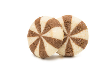 Striped cookies with chocolate filling