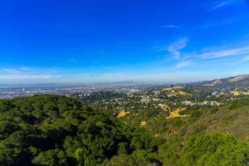 panoramic view of the Oakland and San Francisco