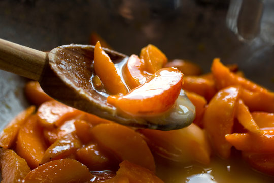 Close up of sweet apricot slices