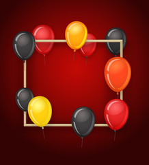 Empty frame with color balloons. Party announcement vector template