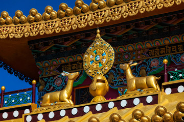 Buddhist Wheel of the Law on monastery, India
