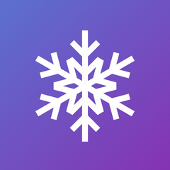 White snowflake on gradient background. Vector icon