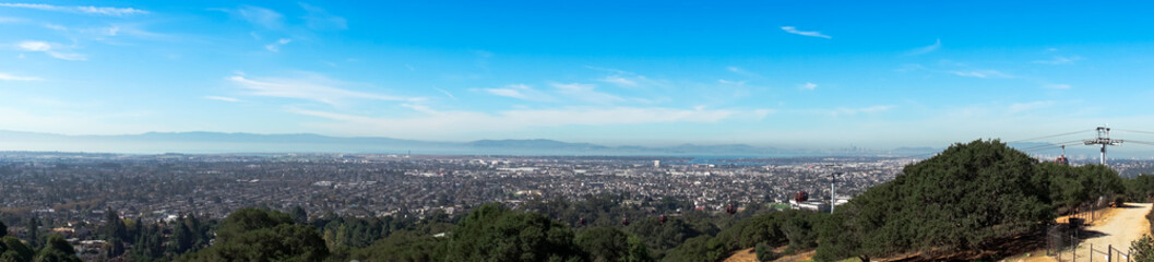panoramic view of the Oakland and San Francisco 