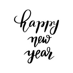 Vector hand drawn lettering phrases. Merry Christmas and Happy New Year