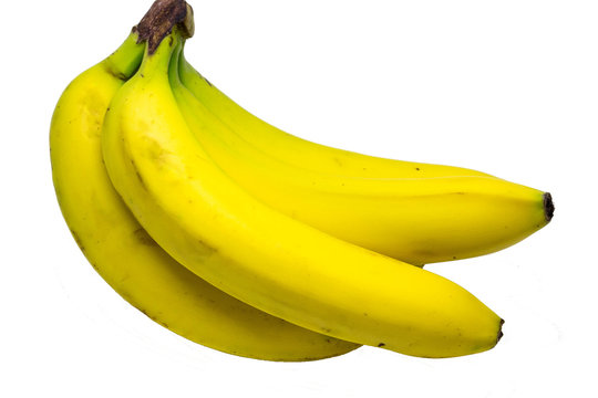 any fresh yellow bananas on white background