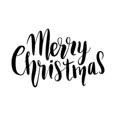 Vector hand drawn lettering phrases. Merry Christmas and Happy New Year
