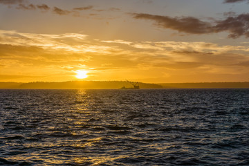 Golden Sunset And Crane Vessel 4