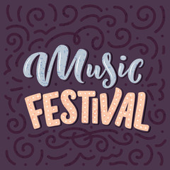 Inspirational quote about music. Hand drawn vintage illustration with lettering. Phrase for print on t-shirts and bags, stationary or as a poster.