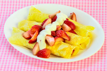 French Crepe with Strawberries