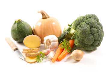 assorted vegetable on white background