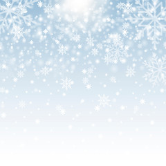 Fototapeta na wymiar Winter background with snowflakes for Christmas or New Year. Vector