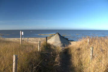 Wellenbrecher am Strand in Cuxhaven Sahlenburg