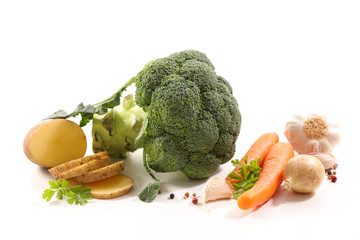 assorted vegetables on white