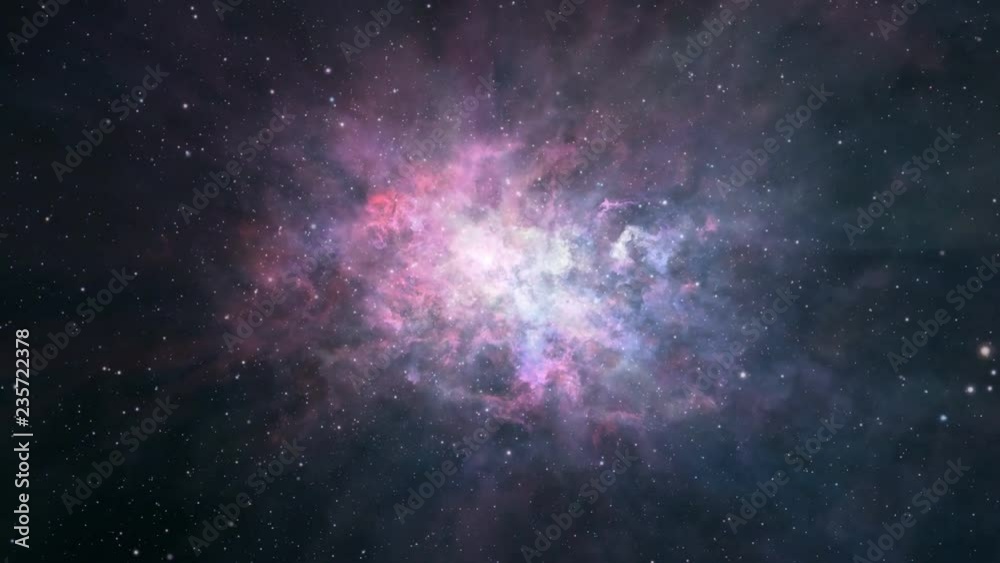 Wall mural looped outer space flight