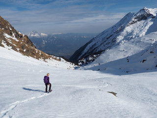 Fototapeta na wymiar Südtirol - Schneeschuhtour im Spronser Tal