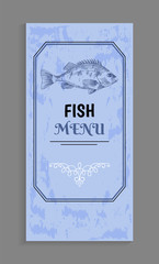Naklejka na ściany i meble Elegant Design Fish Menu with Twirl and Frame