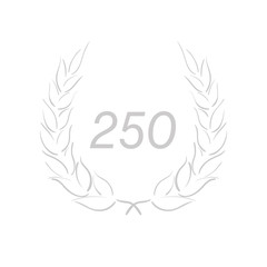 Lorbeerkranz - Jubiläum - 250 - Piktogramm - Symbol - grau