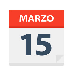 Marzo 15 - Calendar Icon - March 15. Vector illustration of Spanish Calendar Leaf