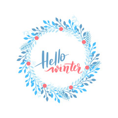 Obraz premium Merry Christmas and Happy New Year vector card. Holidays frame with leaves and branches.