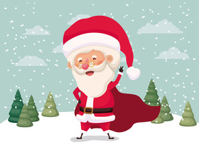 little santa claus character in snowscape