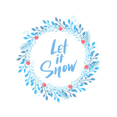 Obraz premium Merry Christmas and Happy New Year vector card. Holidays frame with leaves and branches.