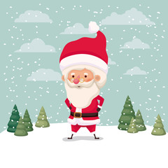 little santa claus character in snowscape
