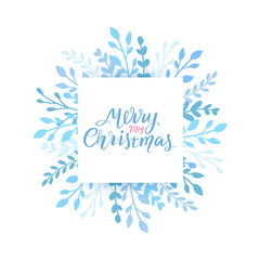 Obraz premium Merry Christmas and Happy New Year vector card. Holidays frame