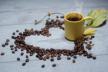 cup of coffee and beans