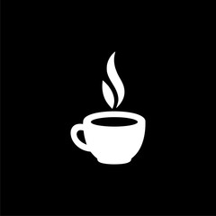 Coffee or Tea Cup icon or logo on dark background