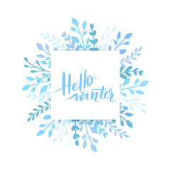 Obraz premium Merry Christmas and Happy New Year vector card. Holidays frame with leaves and branches.