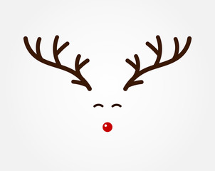 Obraz premium Boże Narodzenie symbol renifera, poroża i czerwony nos.