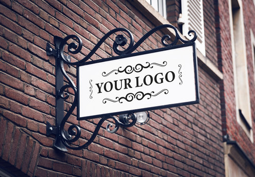 Outdoor Sign on Building Mockup