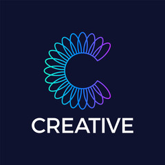 Creative Letter C colorful flower leaf Abstract vector logotype