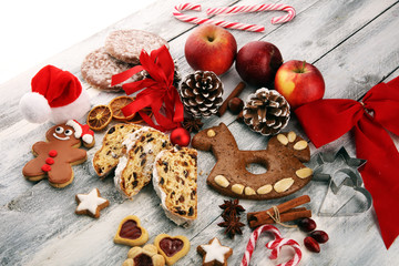 cookies, nuts and apples a christmas bakery concept