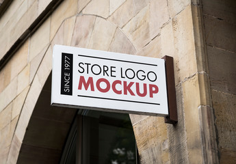 Outdoor Sign on Building Mockup