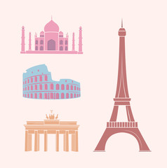 World Famous Sights and Landmarks Travel Stickers