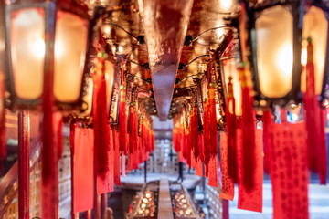 Chinese traditional lighting lantern which decorated in Man Mo temple