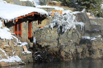 Strawberry Park Hot Springs natural hot springs in winter