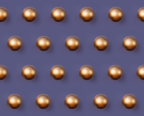 Golden Christmas ball pattern on violet background