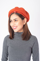 portrait of Beautiful university woman on white background